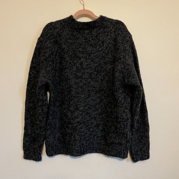 driving force | 100% Wool Charcoal Gray/Black Chunky Knit Pullover Sweater Med - Picture 3 of 5